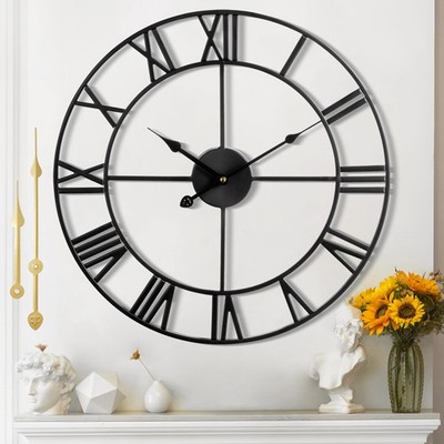 Mee 2ou Wanduhr 40 cm nicht tickend Metall Wanduhr 16 Zoll römische Ziffern...