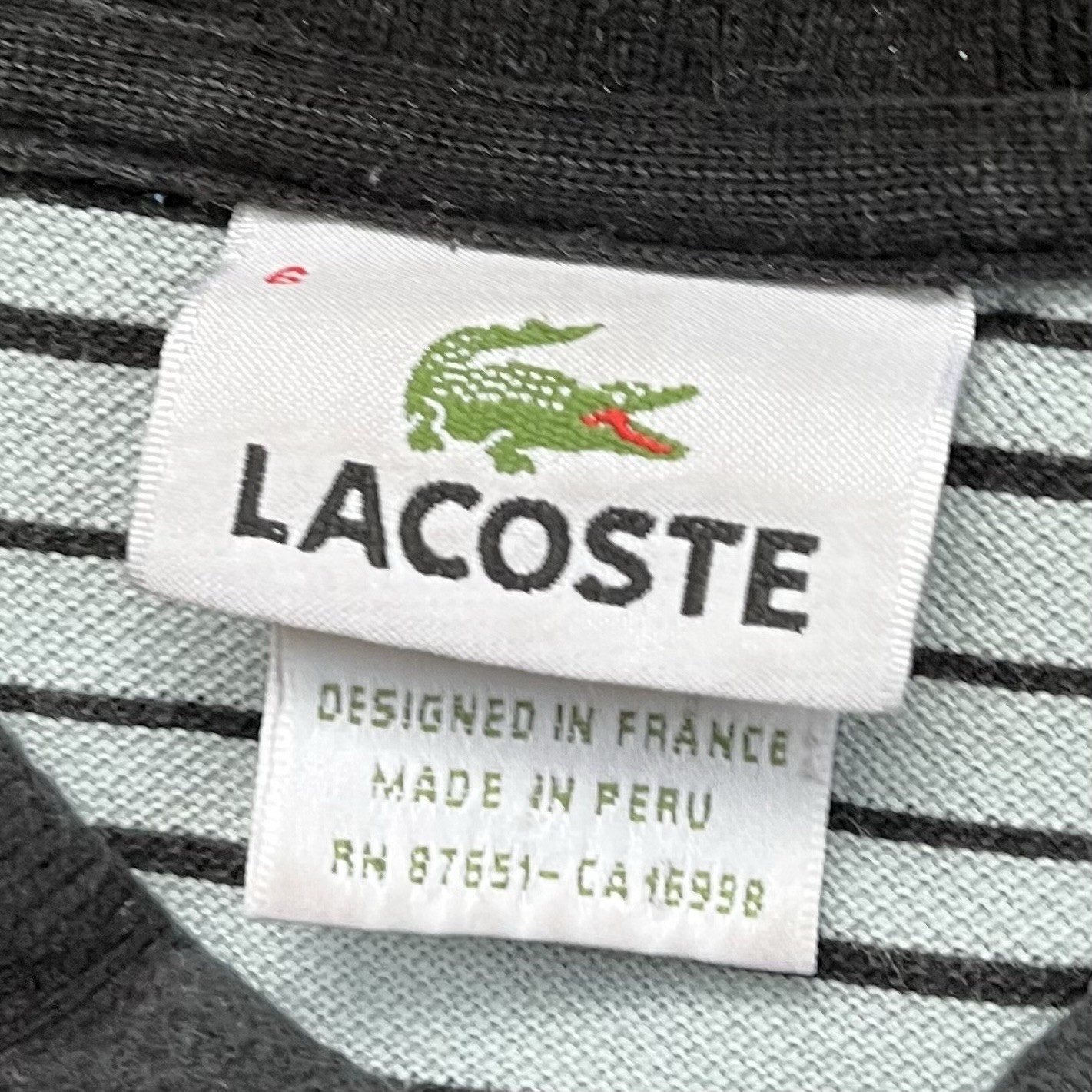 Lacoste Men’s Green Black Striped Pique Polo Shirt - Size 6 (XL) - Cotton - VGUC thumbnail 3