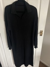 Black Ribbed Stretchy Fit Maxi Dress Size L