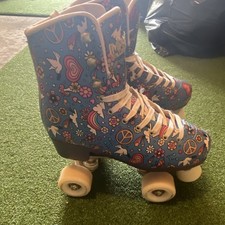 Impala Sidewalk Women's Quad Roller Skates Blue Peace Floral Print Size 8