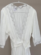 Christian Dior vtg, ivory-white wrap robe featuring elegant textures and lace SM