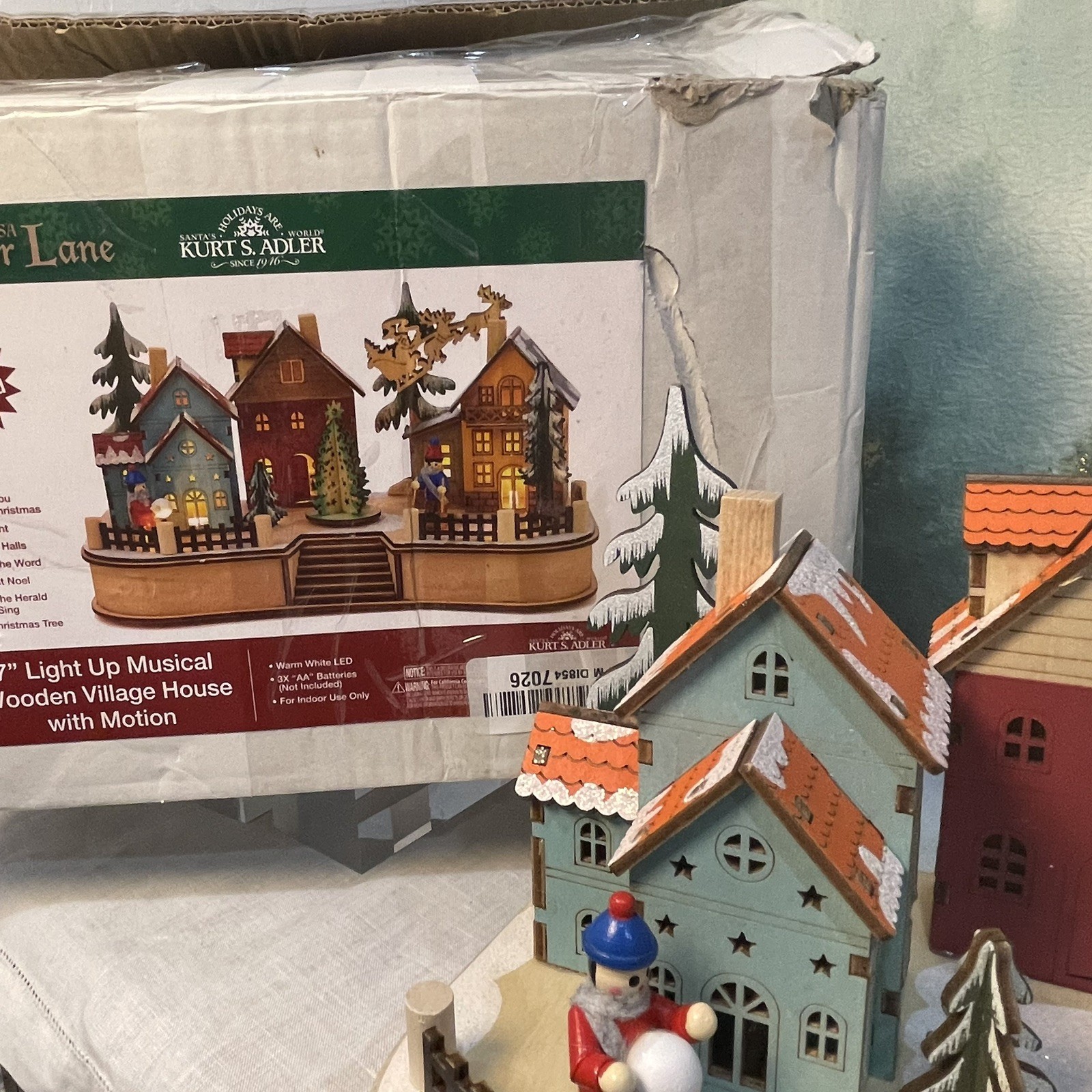 Kurt S. Adler 7" Battery Operated Musical LED Motion Village House SMALL REPAIR