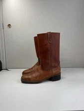 Vintage 70s Acme Dingo Campus Boots Brown Leather Pull On Mens 10.5 D