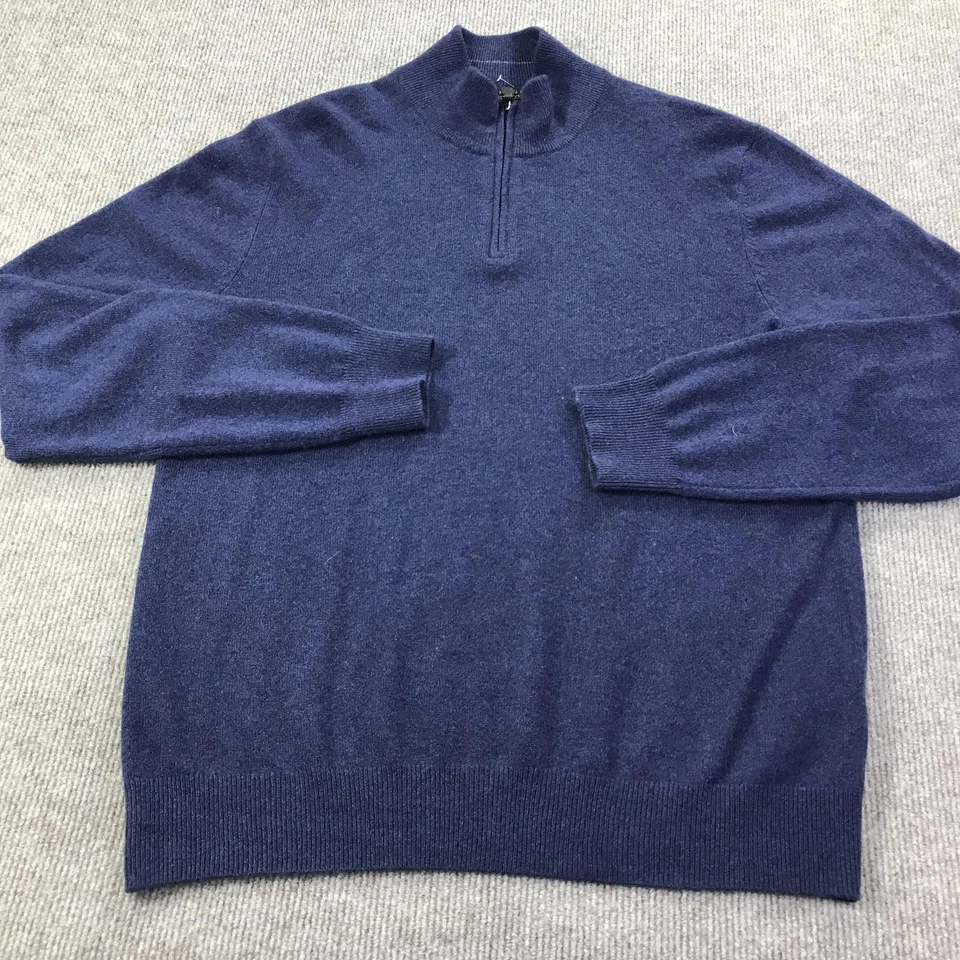 Bloomingdales Sweater Mens Large Cashmere Half Zip Pullover - Image 3 of 4