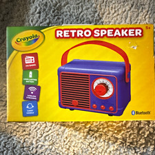 Crayola Retro Speaker Bluetooth Wireless Streaming FM Radio Purple/Red 3W