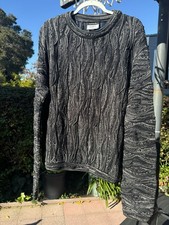 Vintage Coogi Australia Basics 3D Knit Sweater Mens L 100 Cotton Black  White