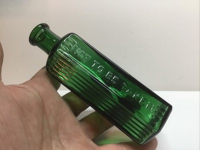 Antique Rich Green Not To Be Taken Poison Bottle. 5 1/2 Inches Tall.