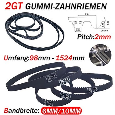 2GT Zahnriemen geschlossen Antriebsriemen closed belt 2GT GT2 HTD 6/10mm Breite