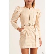 Ulla Johnson Cori Denim Mini Dress Oat Sz 0 Boho
