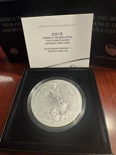 2014 Blue Ridge Parkway America the Beautiful BURNISHED 5 oz Silver Coin Unc
