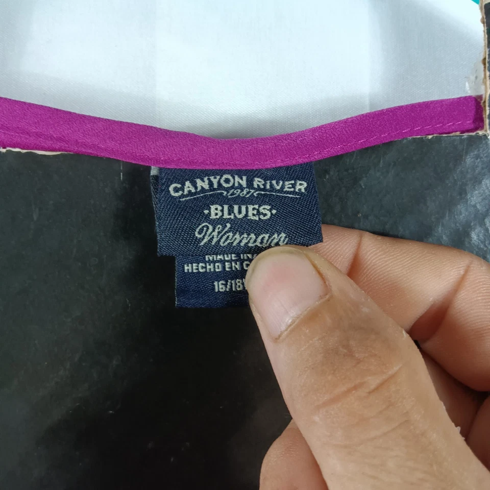 Женская рубашка-туника Canyon River Blues 16-18w рукав 3/4 на пуговицах спереди фиолетовая - Изображение 3 из 4