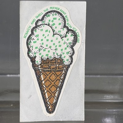 VINTAGE 80 S MELLO SMELLO MINTY ICE CREAM SNIFF STICKER