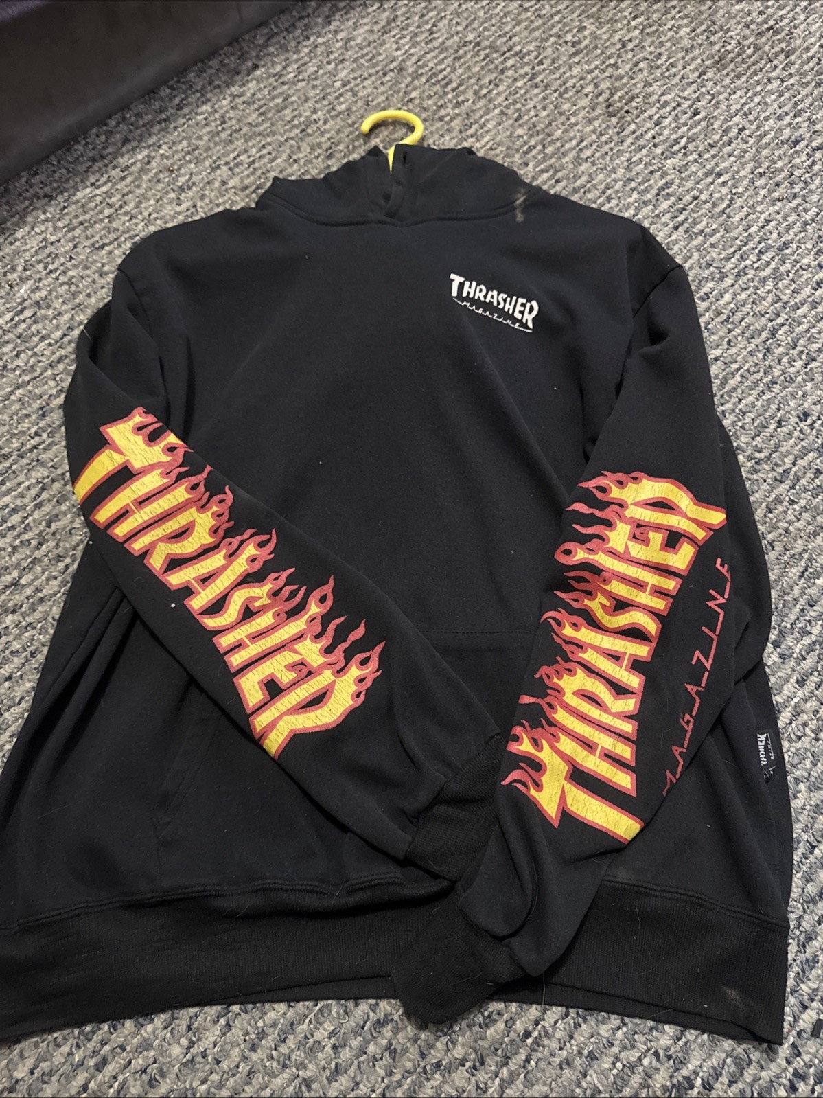 Thrasher Black Hoodie Pullover Size Large