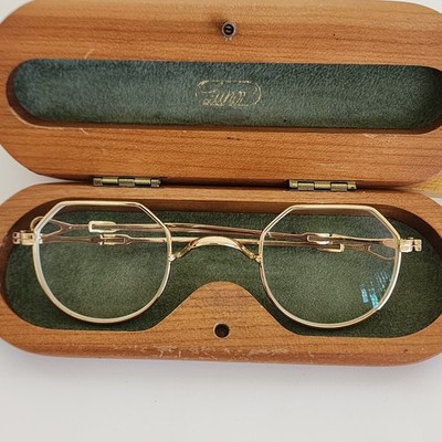 Vintage Lunor I Mod. 18 Telescopic Sliding Temples Frame Eyeglasses Gold Case