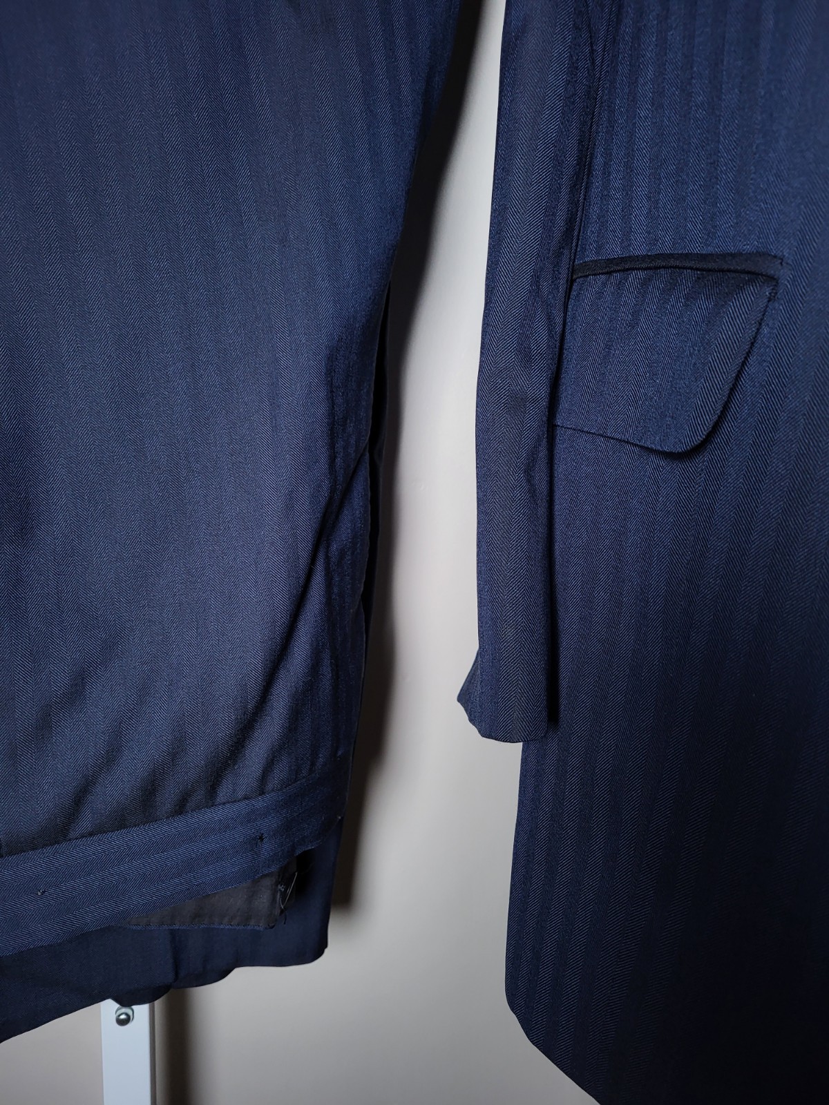 FILA 46S Vintage Saville Row Kilgour Stansbury Francese Blu Striscia 2pz Tuta Giacca Pantaloni