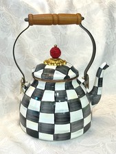 MacKenzie-Childs Courtly Check Enamel Tea Kettle - 2 Quart, New in Box