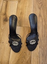 GUCCI INTERLOCKING DOUBLE G RHINESTONE HEELS SIZE 37.5 EU, 7 US, 4.5 UK