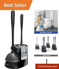 Elegant Black Toilet Plunger  Bowl Brush Combo for Effortless Bathroom Cleaning