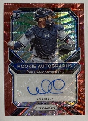 William Contreras 2021 Panini Prizm Red Wave Rookie Auto #d 46/75 #RAWLC Brewers