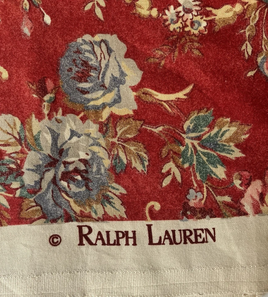 Ralph Lauren Home Fabric Dubois Floral Red 54” x  50” Cotton French Country - Image 3 of 4