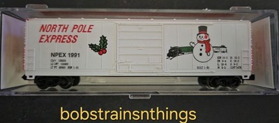 BevBel #10016 Evans 50' North Pole Express 1991 Box Car w/Snowman Used N Scale