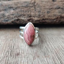 Rhodochrosite Ring: Handmade 925 Sterling Silver Statement Ring All Size R 600