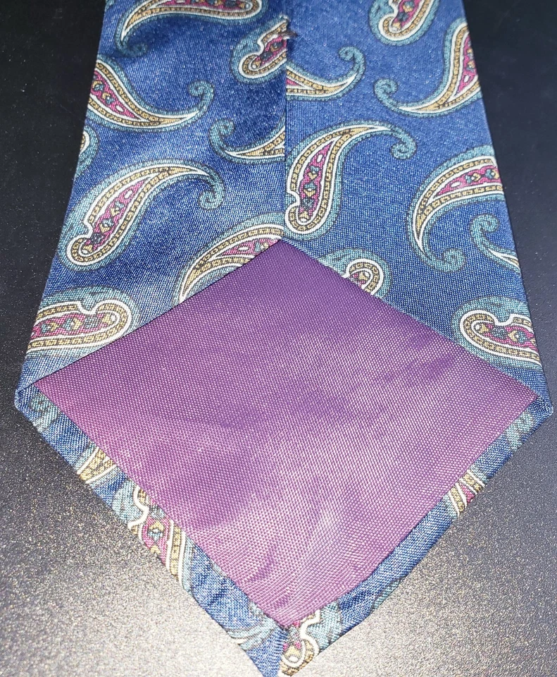 Corbata de cuello vintage Kuppeheimer para hombre 100 % seda 55x4" cachemira hecha en EE. UU. Foto 3 de 4