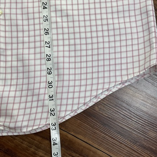 Camisa De Colección Brooks Brothers Para Hombres 16-34 Blanca Rosa Cuadros Italia Puño Francés EE. UU. - Imagen 7 de 7