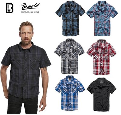 Herren Hemd kurzarm Brandit Roadstar Shirt Karo Baumwolle Gr. S - 5XL BD4012