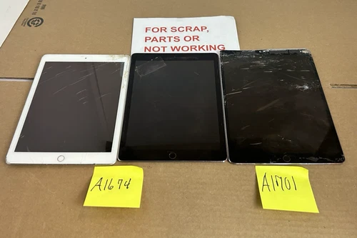 Apple Ipad A1674, A1674, A1701 LOT of 3 For Parts or Not working or Damaged