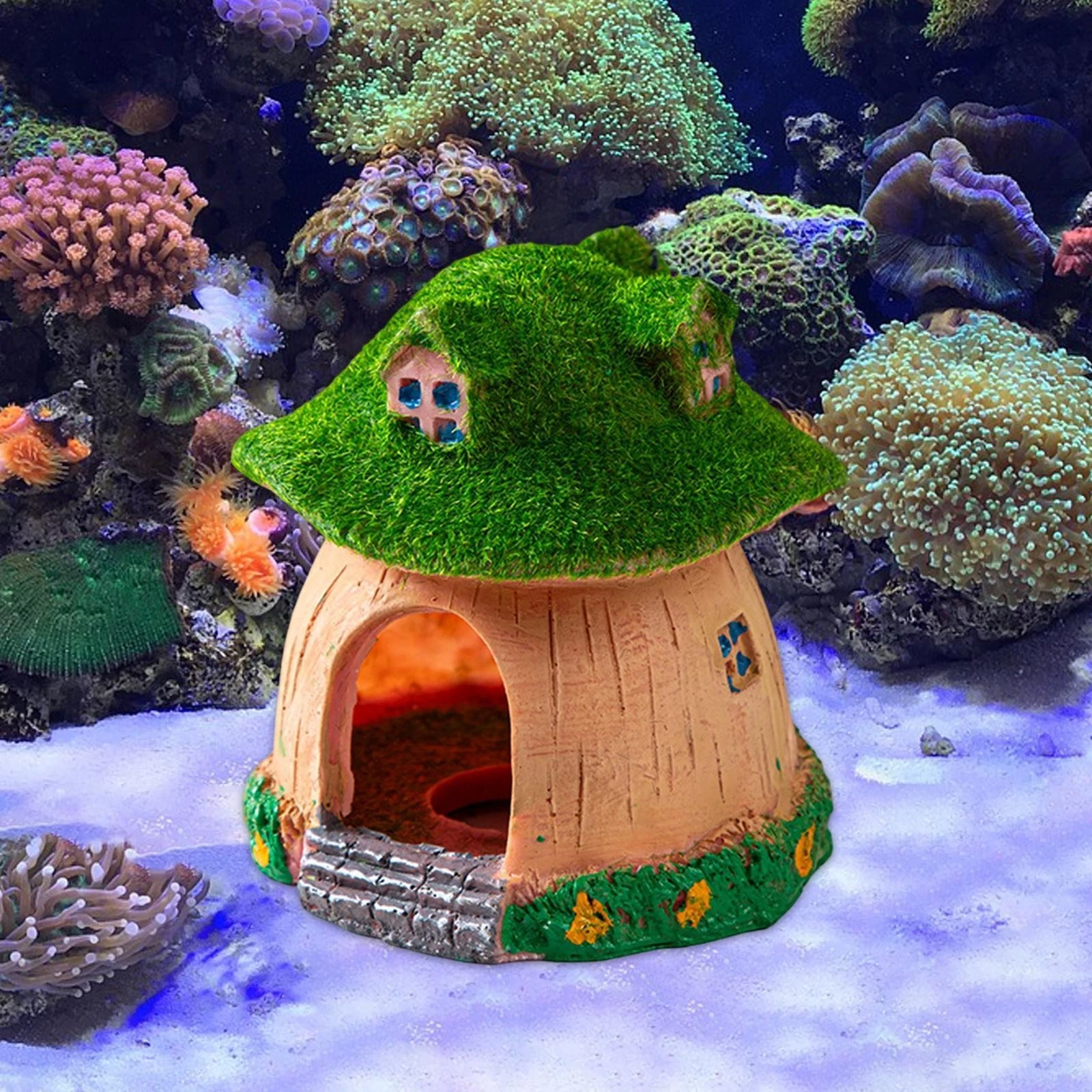 Fish Tank Decor Cave Landscaping Display Accessories Decor Mushrooms House
Opens in a new window or