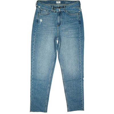 QS s.Oliver 38 L28 Jeans Hose Blau Damen Mom Fit stretch Gürtel used Look W30 M