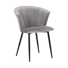 Armen Living Lulu Contemporary Dining Chair in Black Powder Coated Finish and Gr