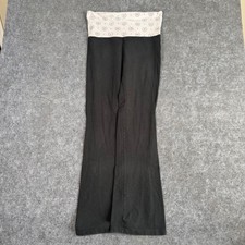 Victoria's Secret PINK Vintage Flare Yoga Pants Black Cream Foldover Logo M Y2K