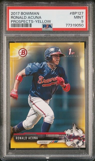 Ronald Acuna 2017 Bowman Prospects Yellow PSA 9 #BP127 Atlanta Braves