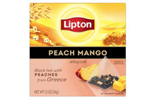 Lipton Black Tea Peach Mango, Pyramid Tea Bags, Flavored Teabags