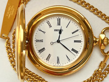 Seiko Vintage Quartz Pocket Watch 7N21-0A00 White Dial Gold Plated Japan