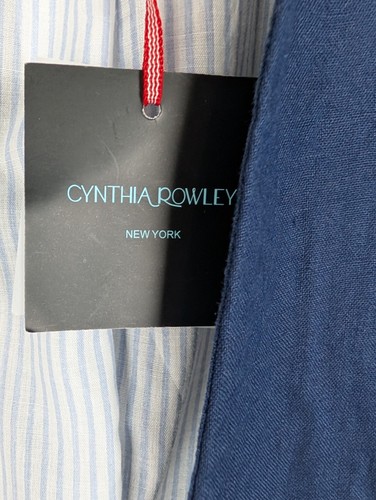 NWT cynthia rowley linen blazer jacket navy size xs Peplum Pleated Jacket 227 - Picture 4 of 9