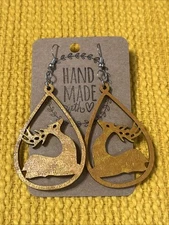 Reindeer Earrings NEW Gold Deer