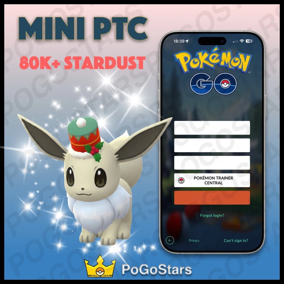 Pokémon PTC GO - Shiny Eevee Holiday Hat - 80K Stardust✨Read Description✨