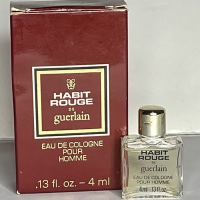Vtg HABIT ROUGE Guerlain Eau de Cologne 4 ml MINI Travel Splash Refillable