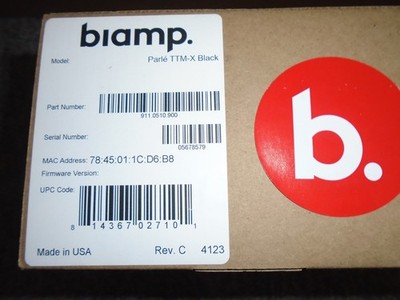 Biamp Parle TTM-X  Expansion AVB Tabletop Microphone P/N 911.0501.900 Black