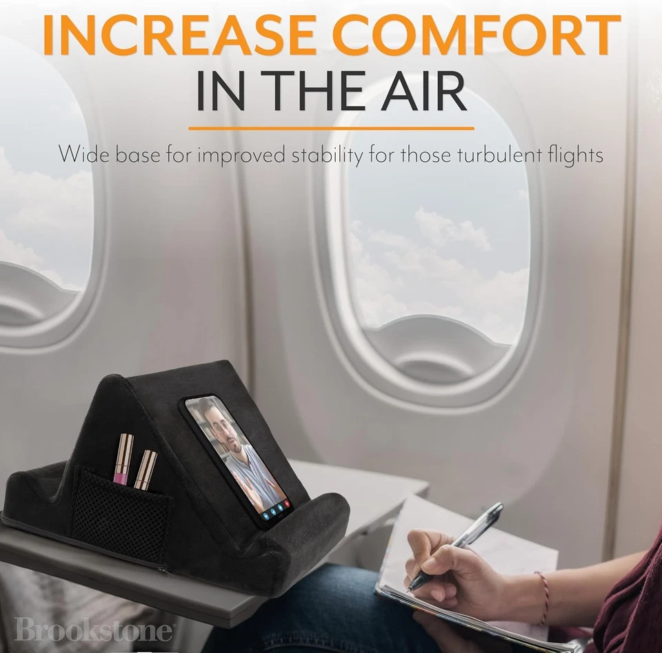 Brookstone - Memory Foam Lap Desk Tablet Holder, Holds Phones, iPads, Black  - Image 3 of 4