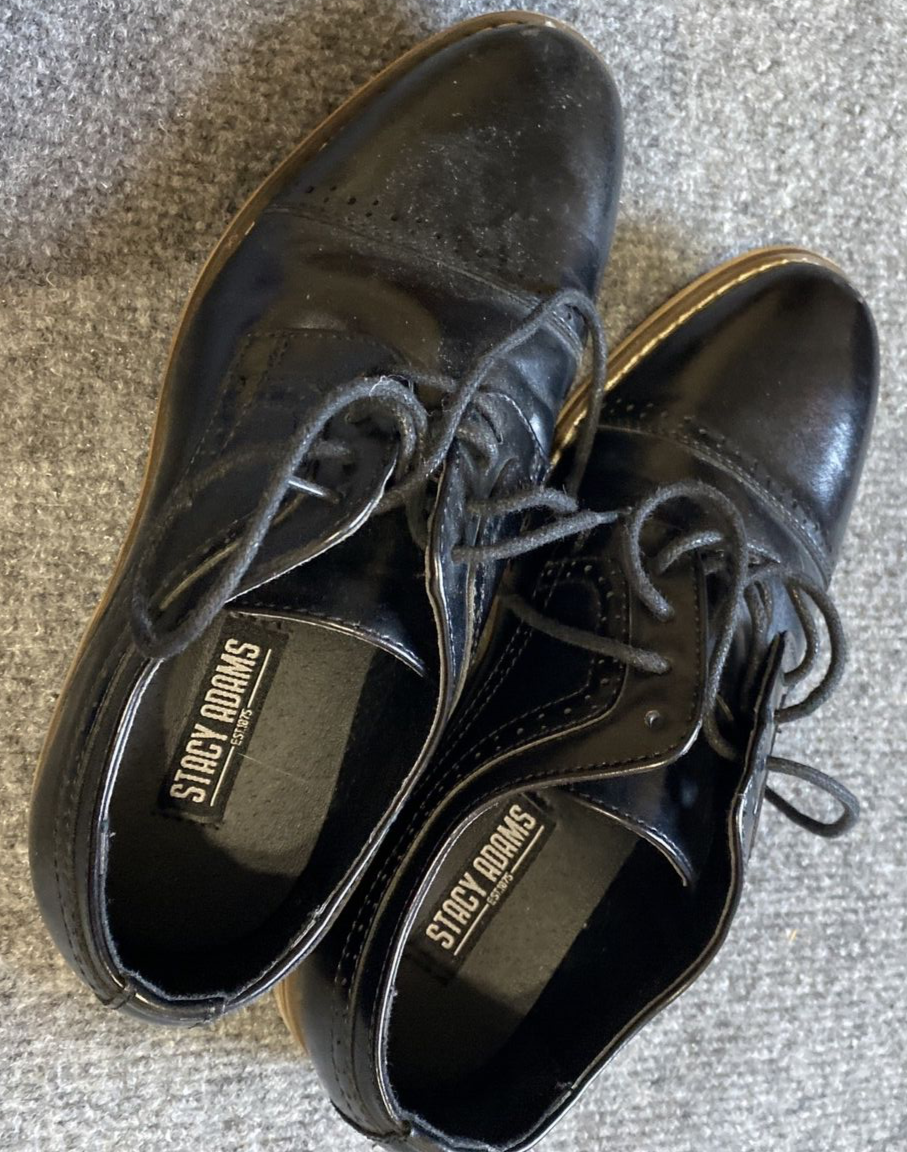 SAOLA Scarpe Oxford Stacy Adams ragazzo 2 nere abito vintage 43418 001 cravatta stringata