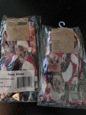 2 pair Tipsy Elves Meowy Catmus Women's Socks NIP Christmas Cat