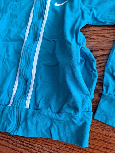 Nike Sweatshirt Jacket Full Zip Running Athletic Hooded Girl's Size M Blue - Picture 3 of 5