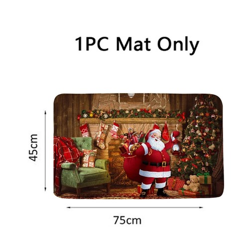 3Pcs Christmas Bathroom Mat Set Non-slip Toilet Cover Pedestal Rug Bath Mat Gift - Picture 24 of 24