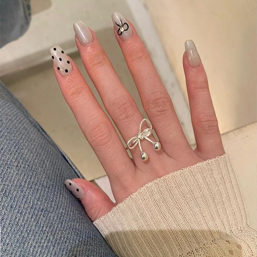 Ventfile 925 Sterling Silber Schleife Knoten Ring Aushöhlen Korean Minimalismus Quaste - Bild 10 von 24