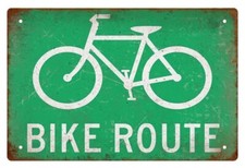 DISTRESSED BIKE ROUTE 8X12 TIN SIGN