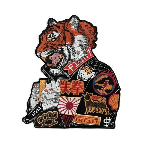 Embroidered Iron On Jacket Decoration "Yakuza Tiger " Large Back Patch 24x28 cm
